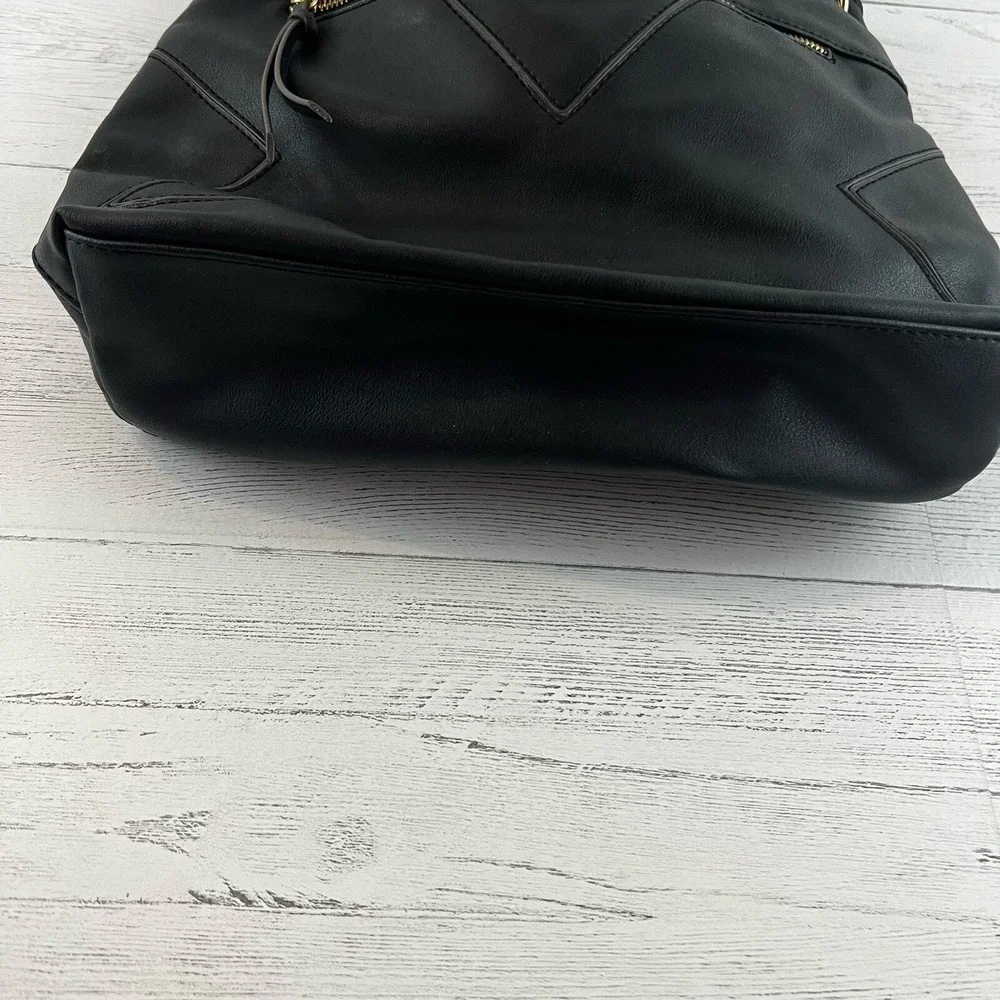 Franco Sarto Black Faux Leather Convertible Shoulder Bag